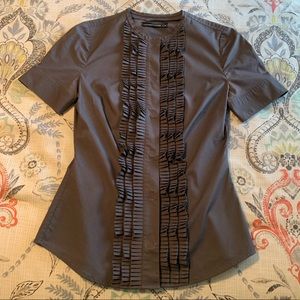 Club Monaco pleated ruffle button-down blouse (XS)